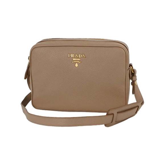 Prada Beige Vitello Phenix Leather Double Zip Crossbody - Picture 1 of 6